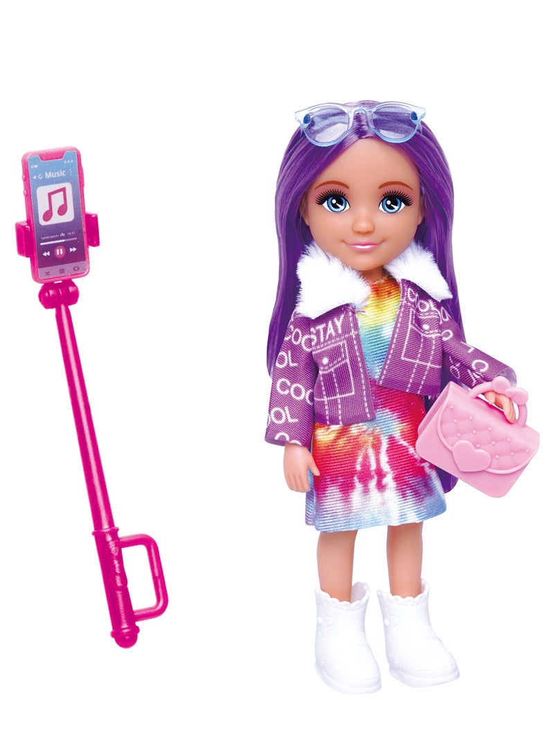 LuLu 5" Lulu Doll Vogue & Stylish – Fashion Doll Series with Purple Hair, Selfie Stick & Handbag | Girls Toys 3+ - Image 3
