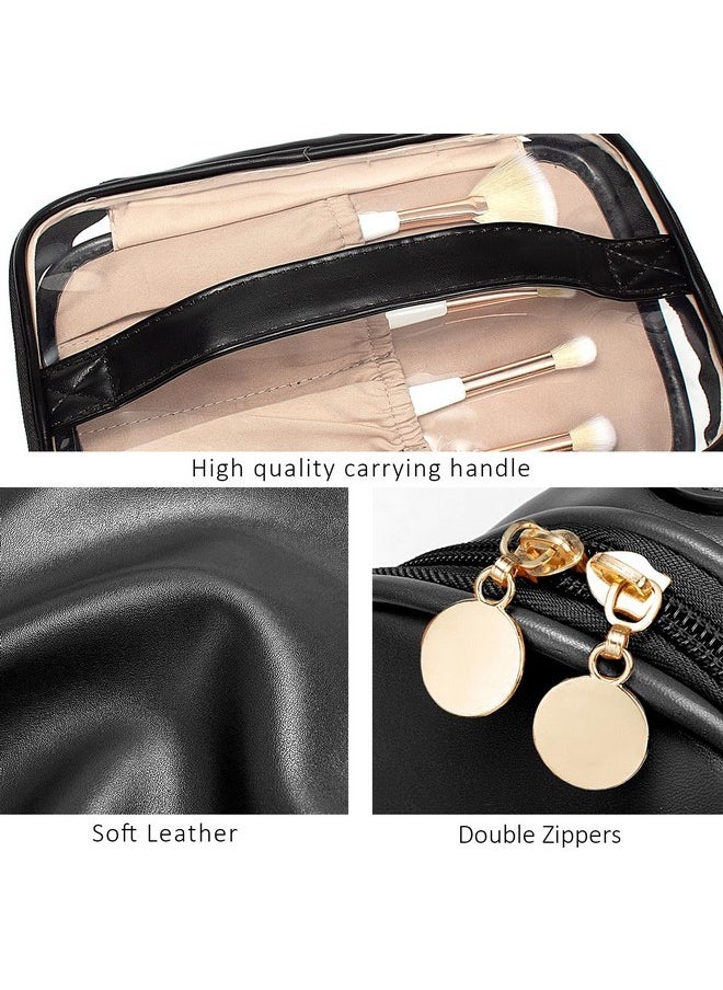 LETGO Black Deals Friday Deals 2023 Clear Makeup Bag Organizer With Handle Strap Portable Travel Toiletry Cosmetic Bag Case For Women, Multipurpose Car Accessories For Women Girls(Black)  - Image 2
