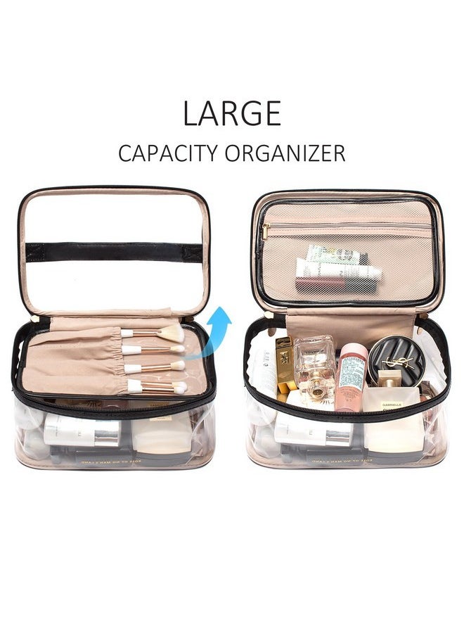 LETGO Black Deals Friday Deals 2023 Clear Makeup Bag Organizer With Handle Strap Portable Travel Toiletry Cosmetic Bag Case For Women, Multipurpose Car Accessories For Women Girls(Black)  - Image 3