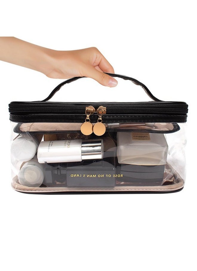 LETGO Black Deals Friday Deals 2023 Clear Makeup Bag Organizer With Handle Strap Portable Travel Toiletry Cosmetic Bag Case For Women, Multipurpose Car Accessories For Women Girls(Black)  - Image 4