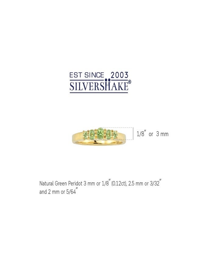 Silvershake 5-Stone Extra Petite Round Shape Natural Green Peridot 14K Yellow Gold Plated 925 Sterling Silver Minimalist Stackable Ring August Gemstone Birthstone Jewelry for Women Size 9 - Image 3