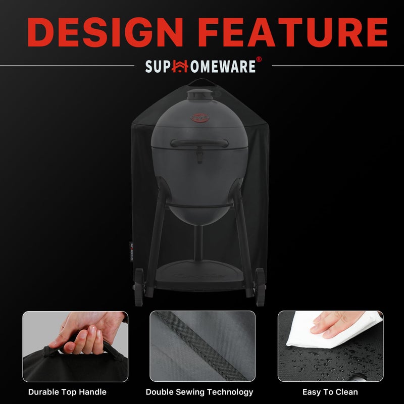 Suphomeware 6755 Grill Cover for Char Griller and Akorn Kamado, Waterproof Heavy Duty Black Grill Cover - Image 5