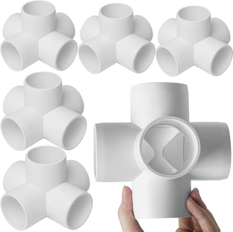 AODESTINY 6Pack 5 Way PVC Fittings 1-1/2Inch, SCH40 Furniture Grade Elbow Fittings for 1-1/2Inch PVC Pipe, Elbow Pipe Fitting Connector for Garden Enclosures Dog Agility Jumps Greenhouse - Image 1