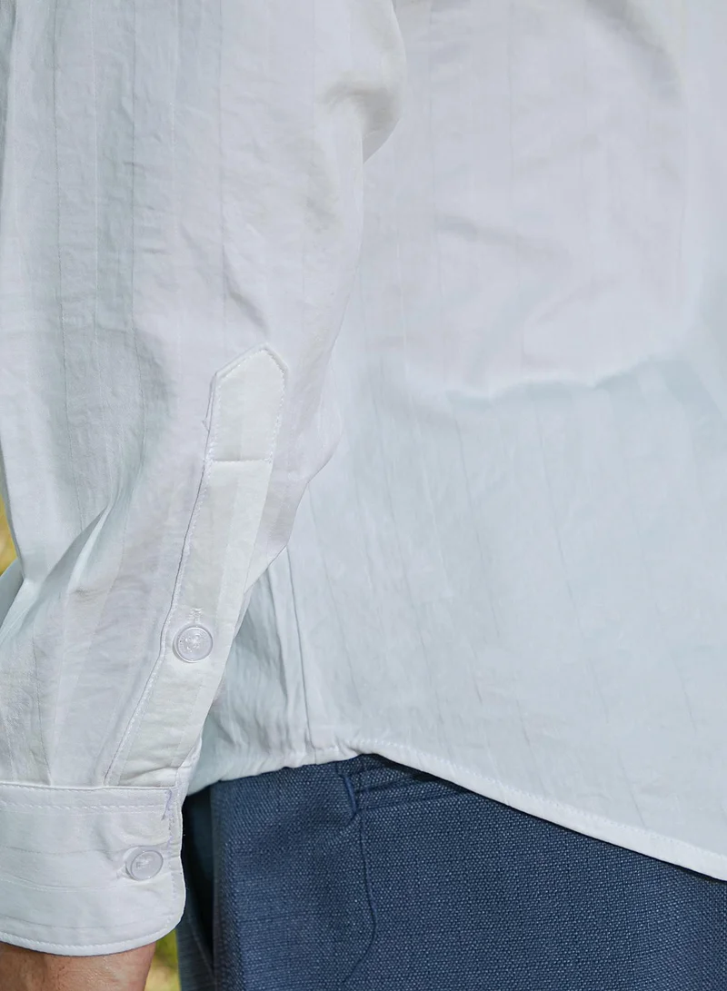 كامبوس سوترا Men's Daisy White Candy-Striped Shirt