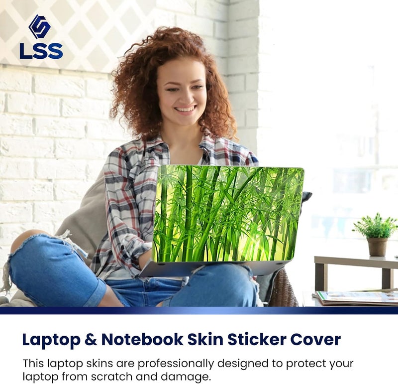 LSS 17 17.3 Inches Laptop Notebook Skin Sticker with 2 Wrist Pads - Reusable Cover Protector Vinyl Sticker Cover Decal Fits 17" - 19" HP Asus Acer Samsung - Bamboo in Forest - Image 5