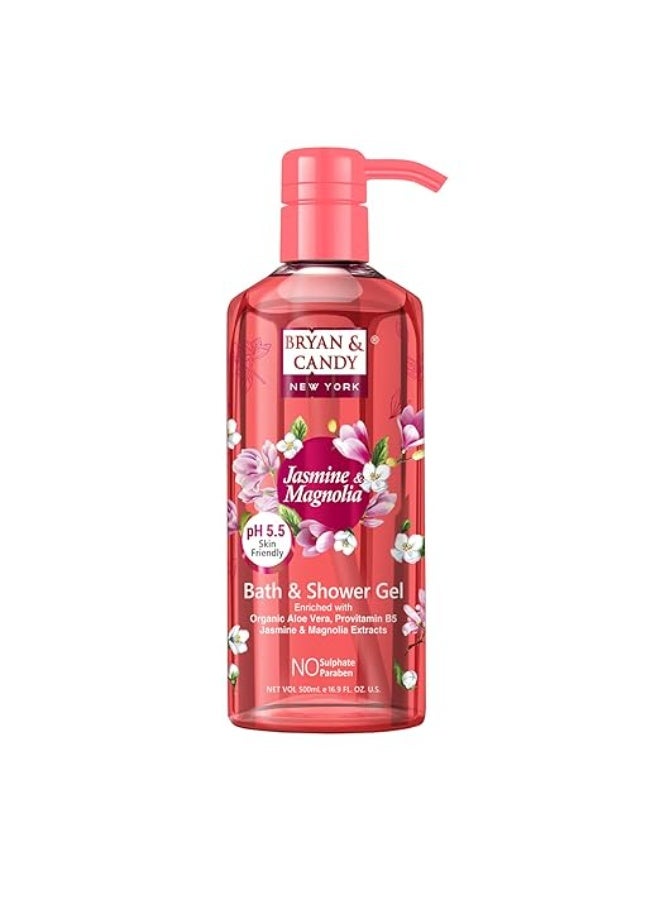 Bryan & Candy Shower Gel with Aloe Vera. Gentle, Moisturizing Body Wash for Soft, Supple Skin (Jasmine & Magnolia Shower Gel, 500ml) - Image 1