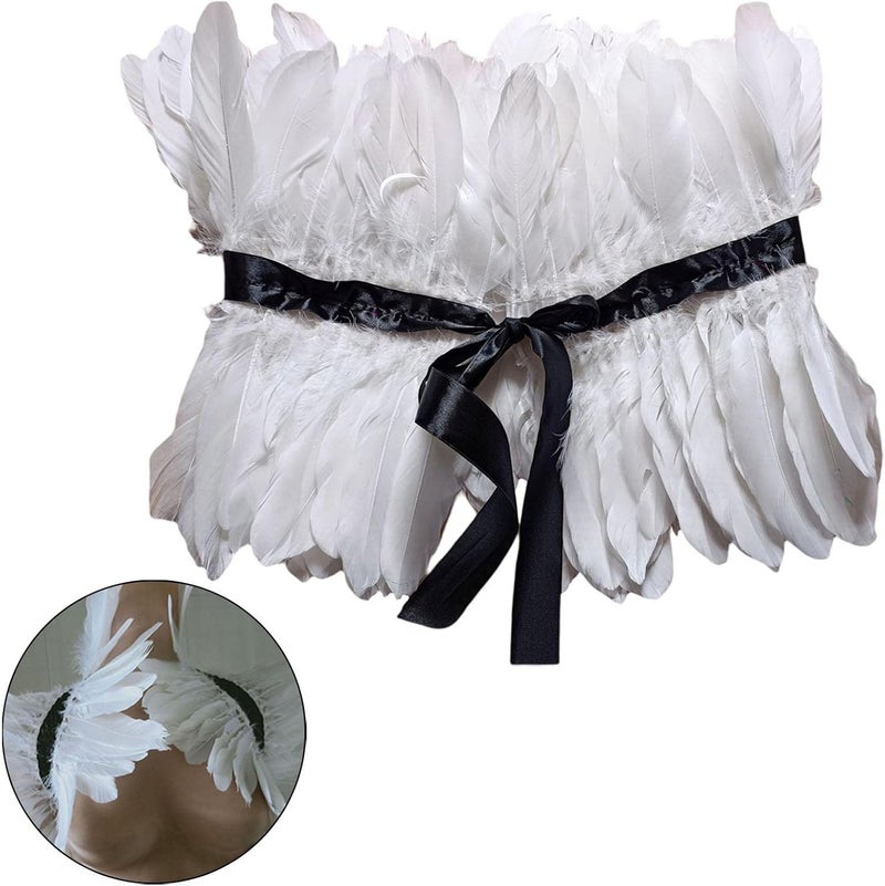 klarako Faux Feather Shrug Capes Plume Gothic Feather Tops Raven wing Witch Black Swan for Cosplay Parties Women Costume Halloween Aldult - Image 5