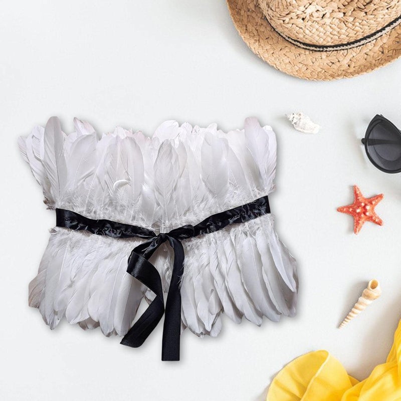 klarako Faux Feather Shrug Capes Plume Gothic Feather Tops Raven wing Witch Black Swan for Cosplay Parties Women Costume Halloween Aldult - Image 4