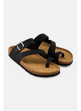 Algspar Men Slip On Cork Sandals, Black  - Image 1