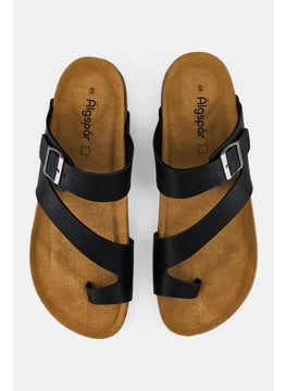 Algspar Men Slip On Cork Sandals, Black  - Image 3