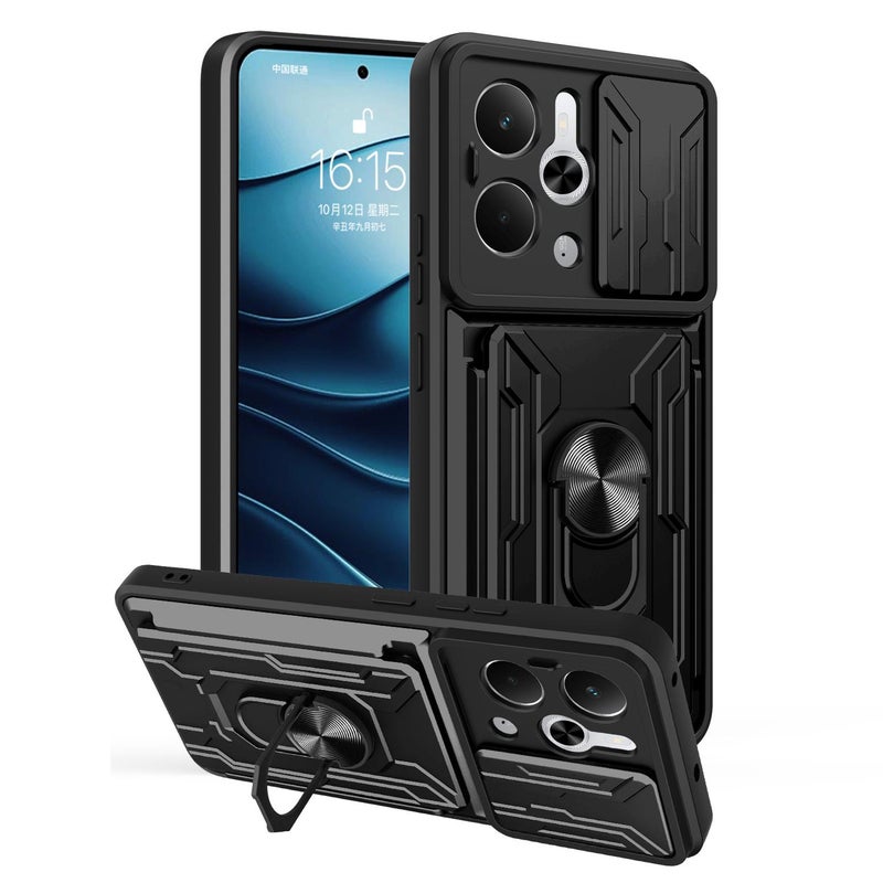 إيروريكس جراب هاتف Realme 14 5G Sliding Camshield TPU+PC مع فتحة بطاقة (أسود) - Image 1