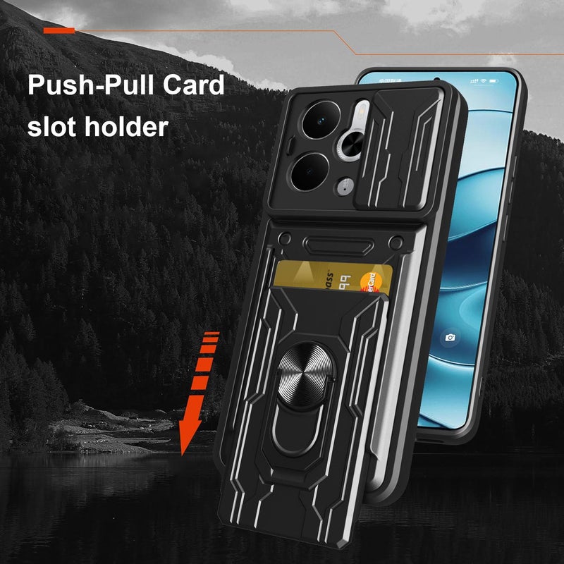 إيروريكس جراب هاتف Realme 14 5G Sliding Camshield TPU+PC مع فتحة بطاقة (أسود) - Image 2