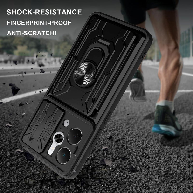 إيروريكس جراب هاتف Realme 14 5G Sliding Camshield TPU+PC مع فتحة بطاقة (أسود) - Image 3