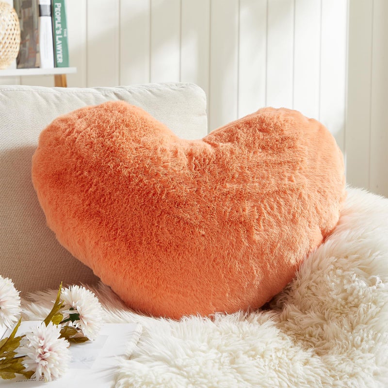 EastTree Heart Pillows  Pink Orange Heart Shaped Pillows  Ultra Soft Extra-Large Fluffy Pillows  Love Throw Pillows Gifts  Women Girls Living Room Decor 15x18 Inch - Image 1