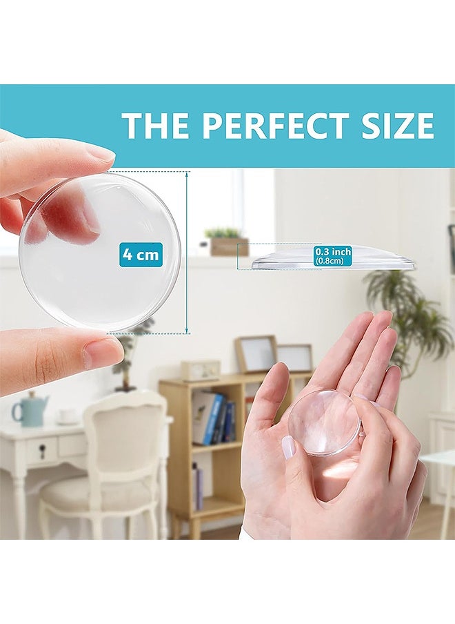 MXN 6 Pcs Door Stopper Wall Protector, Round Clear Self-Adhesive Wall Shield, Door Handle Bumper Silencer for Home Office Walls  - Image 2