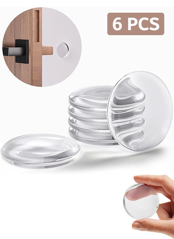 MXN 6 Pcs Door Stopper Wall Protector, Round Clear Self-Adhesive Wall Shield, Door Handle Bumper Silencer for Home Office Walls  - Image 1
