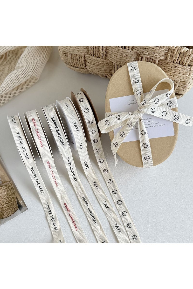 PEI  AN 1.5cm Herringbone Cotton Ribbon – Happy Birthday, , Party Gift Wrapping - Image 2