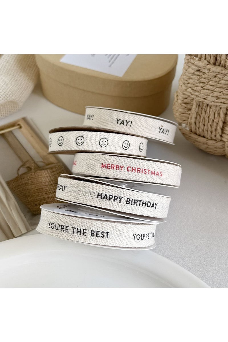 PEI  AN 1.5cm Herringbone Cotton Ribbon – Happy Birthday, , Party Gift Wrapping - Image 4