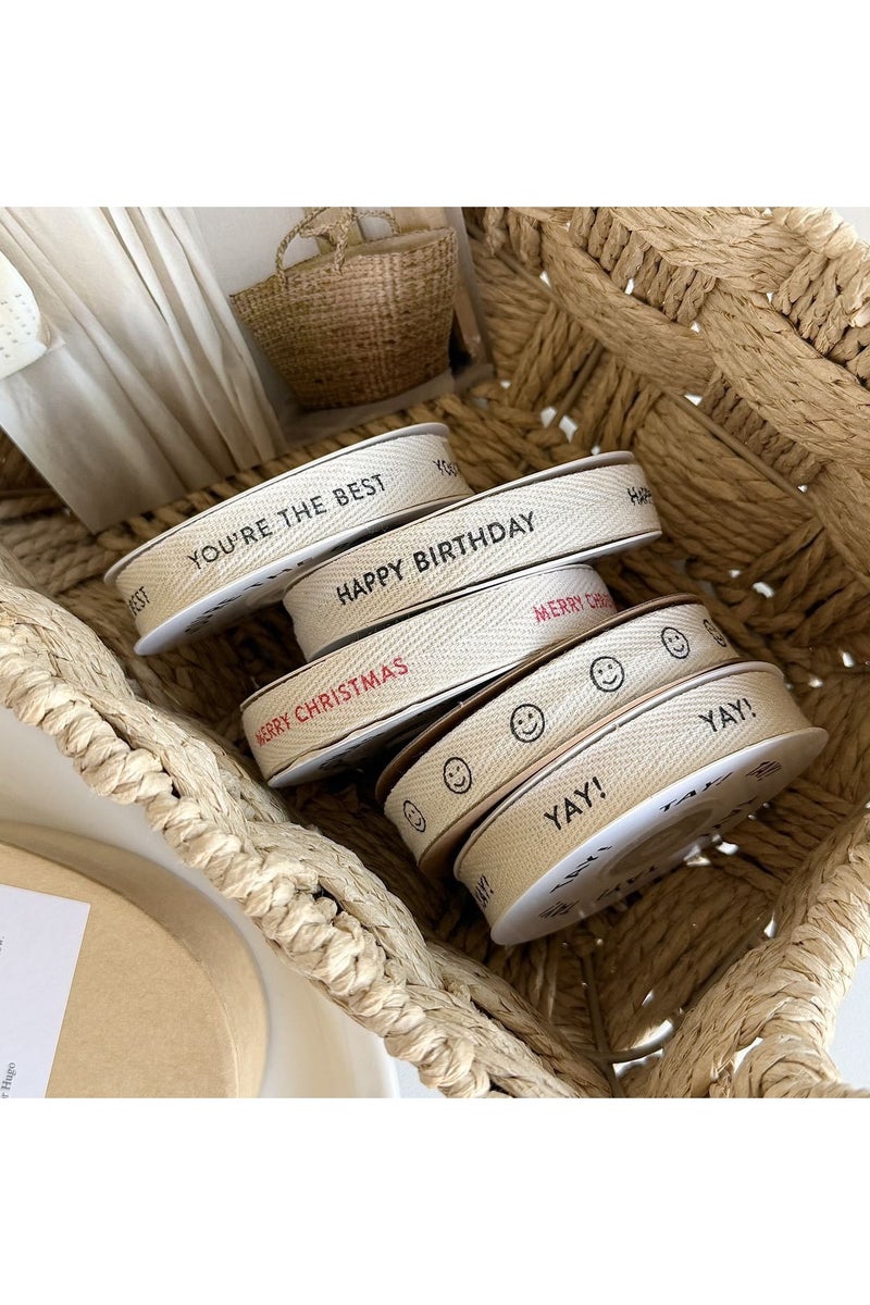 PEI  AN 1.5cm Herringbone Cotton Ribbon – Happy Birthday, , Party Gift Wrapping - Image 3