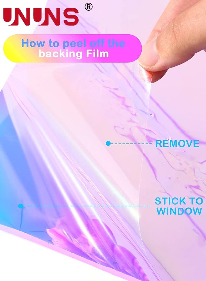 UNUNS Iridescent Window Film Sticker,Rainbow Window Privacy Film Frosted Glass Static Cling,Anti-UV Heat Blocking Window Tint,Decorative Iridescent Home Bathroom Door Frosting Cover,40x100cm×2 - Image 2