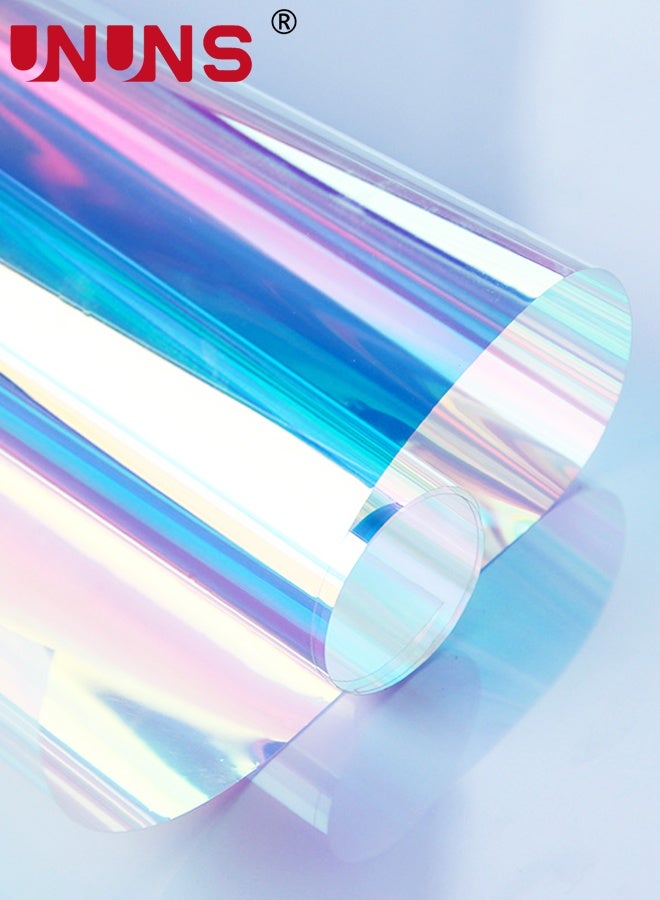 UNUNS Iridescent Window Film Sticker,Rainbow Window Privacy Film Frosted Glass Static Cling,Anti-UV Heat Blocking Window Tint,Decorative Iridescent Home Bathroom Door Frosting Cover,40x100cm×2 - Image 1