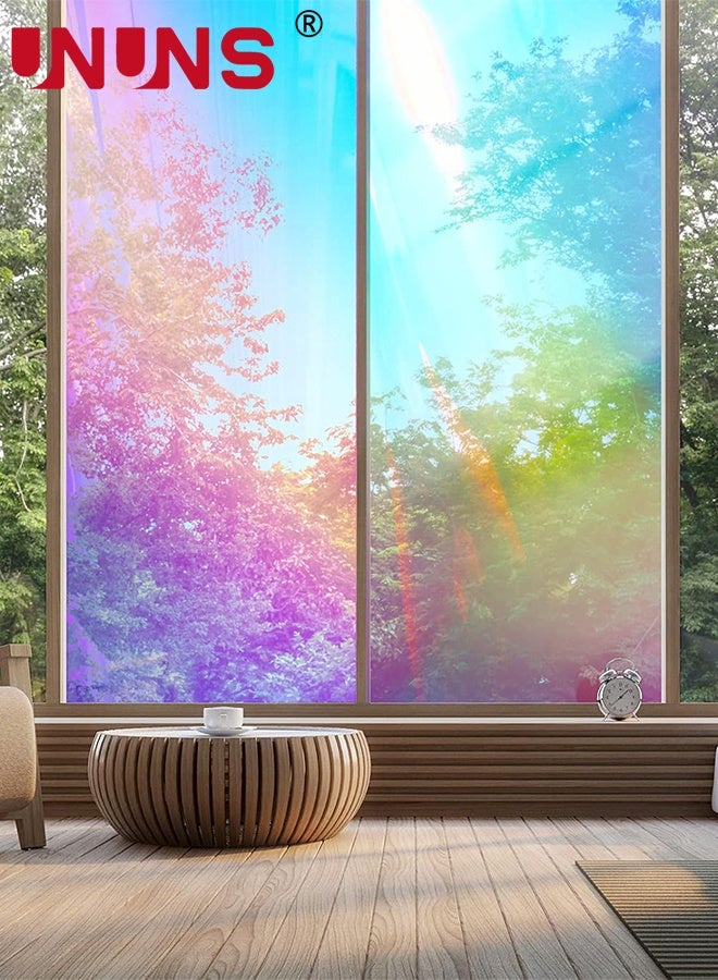 UNUNS Iridescent Window Film Sticker,Rainbow Window Privacy Film Frosted Glass Static Cling,Anti-UV Heat Blocking Window Tint,Decorative Iridescent Home Bathroom Door Frosting Cover,40x100cm×2 - Image 3