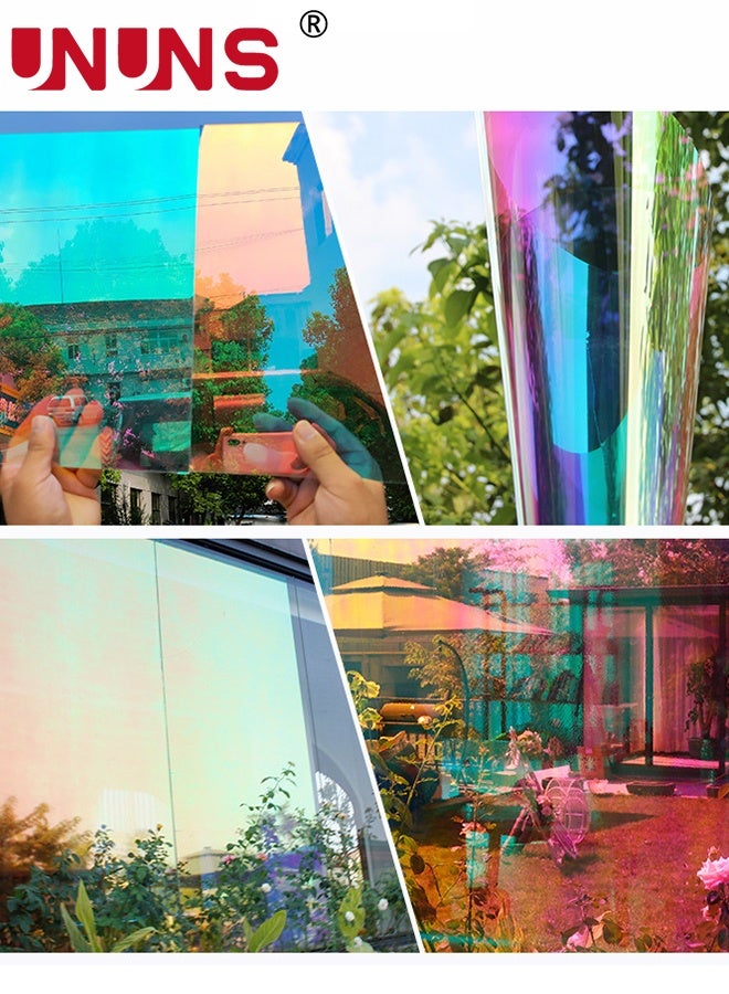 UNUNS Iridescent Window Film Sticker,Rainbow Window Privacy Film Frosted Glass Static Cling,Anti-UV Heat Blocking Window Tint,Decorative Iridescent Home Bathroom Door Frosting Cover,40x100cm×2 - Image 5