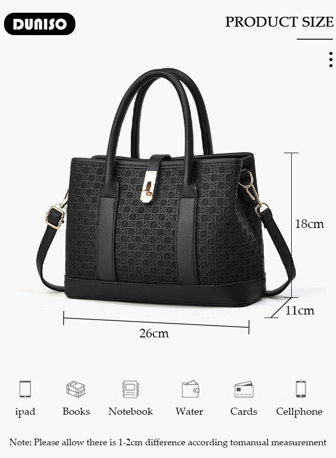 DUNISO Women's Handbag with Removable Shoulder Strap, Soft PU Leather Elegant Tote Bag, Large Capacity Tote Shoulder Bag, Fashion Ladies Satchel Bag for Office Travel Daily - Image 4