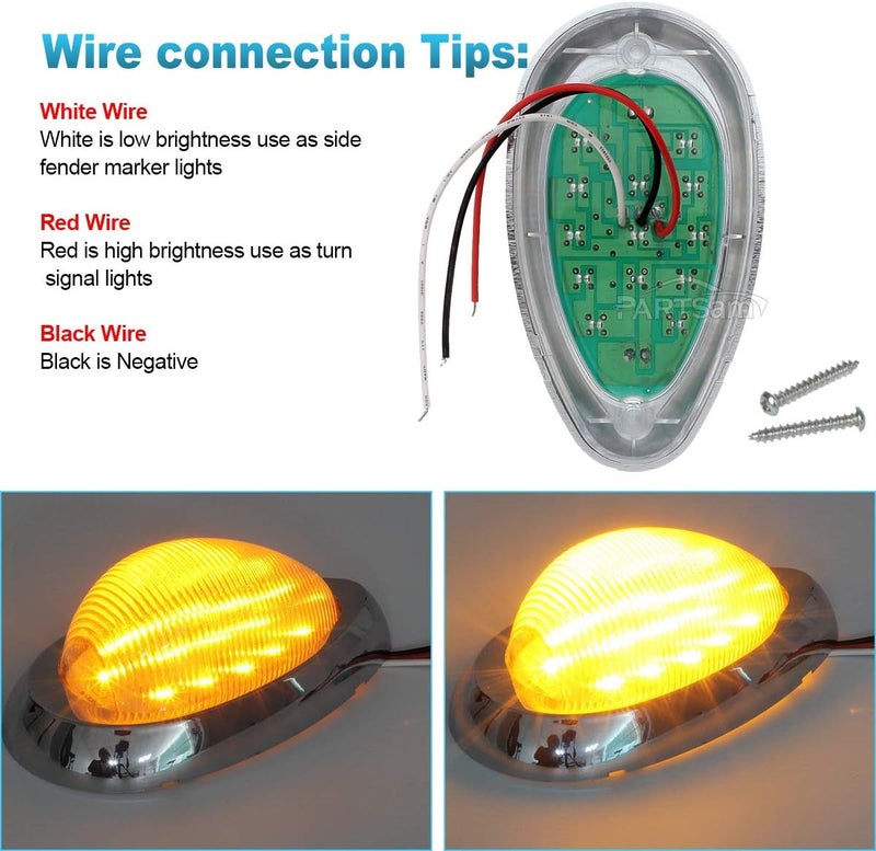 Partsam 2x LED Side Marker Lamp with Chrome Bezel - Image 4