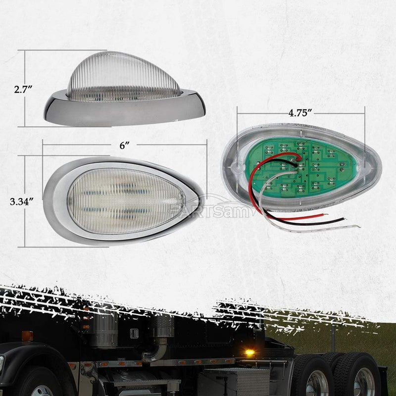 Partsam 2x LED Side Marker Lamp with Chrome Bezel - Image 3