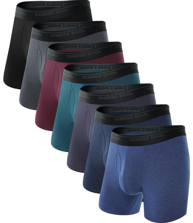 BAMBOO COOL Men's Underwear Boxer Briefs Ultra Breathable Stretch No Riding Up with Fly Multipack - Image 1