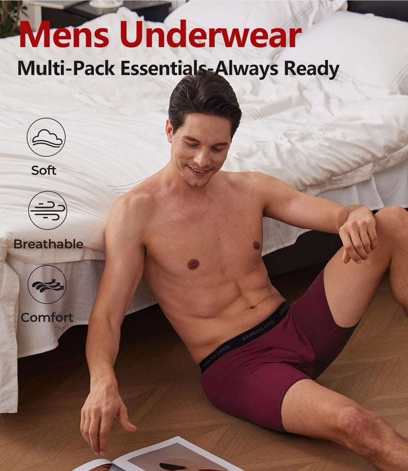 BAMBOO COOL Men's Underwear Boxer Briefs Ultra Breathable Stretch No Riding Up with Fly Multipack - Image 5