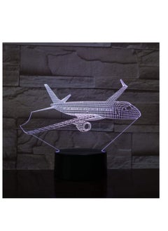 althiqahkey 3D USB Airplane Model LED Night Light Illusion Lamp Plane Kids Gift Passenger Airplane 3D Bedside Table Lamp  - Image 1