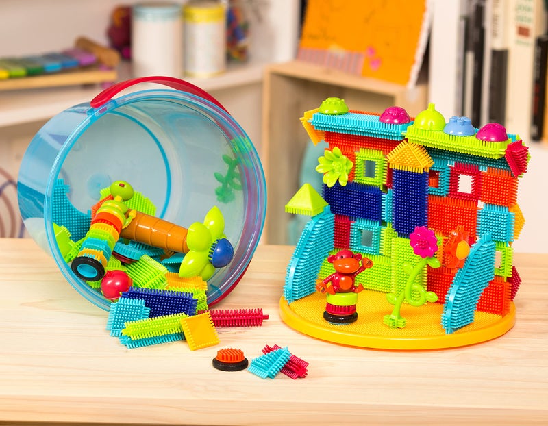 Battat â€“ Bristle Blocks â€“ STEM Interlocking Building Blocks â€“ 50 Pieces Playset â€“ Developmental Toys for Toddlers & Kids â€“ Basic Builder Bucket â€“ 2+ Years - Image 4