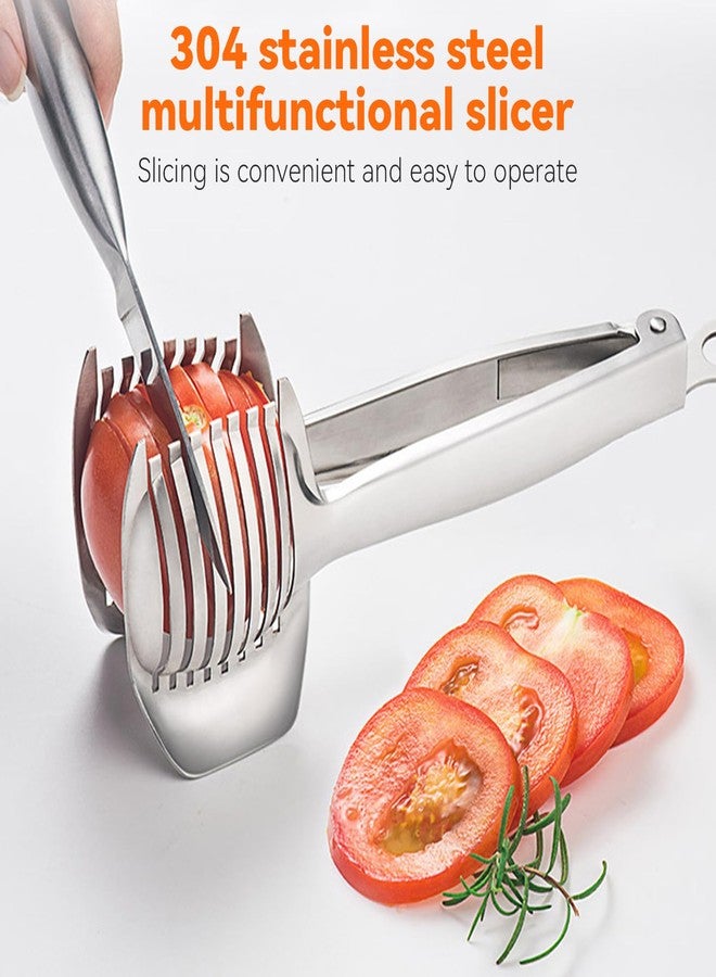 plplaaoo Tomato Slicer, Lemon Slicer, Multipurpose Cutting Tool - Aluminum Alloy Handheld Fruit Tongs for Slicing Tomato, Lemon, Onion, Potato - Kitchen Slicing Aid for Fruits & Vegetables - Image 2