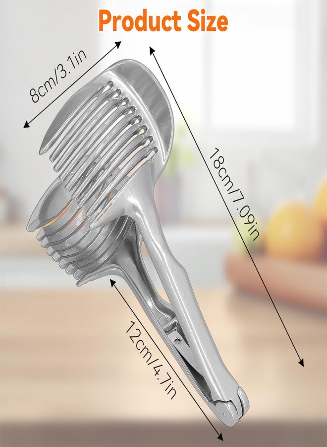 plplaaoo Tomato Slicer, Lemon Slicer, Multipurpose Cutting Tool - Aluminum Alloy Handheld Fruit Tongs for Slicing Tomato, Lemon, Onion, Potato - Kitchen Slicing Aid for Fruits & Vegetables - Image 5