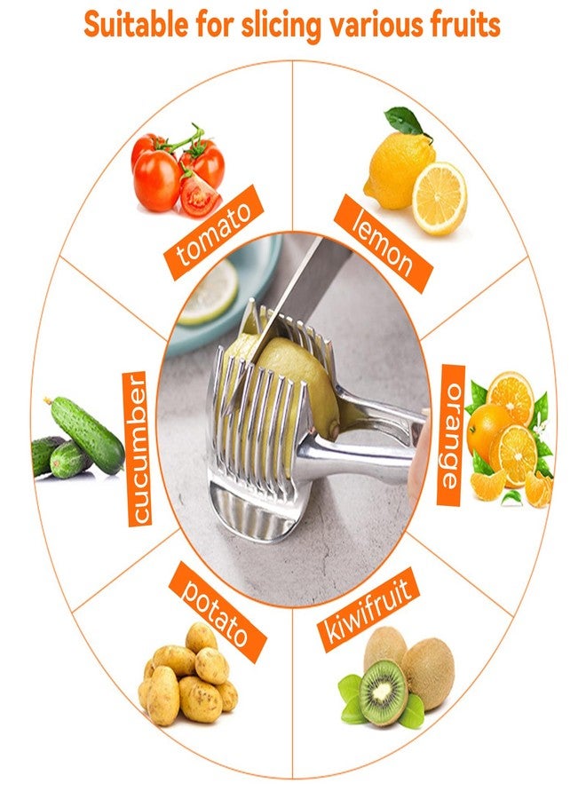 plplaaoo Tomato Slicer, Lemon Slicer, Multipurpose Cutting Tool - Aluminum Alloy Handheld Fruit Tongs for Slicing Tomato, Lemon, Onion, Potato - Kitchen Slicing Aid for Fruits & Vegetables - Image 4