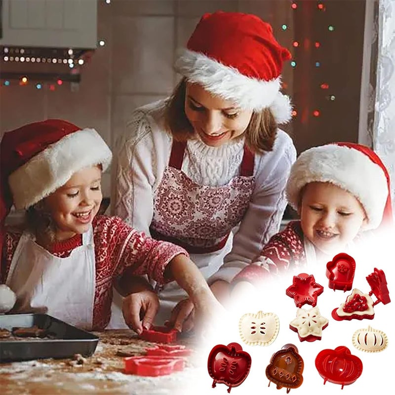Christmas Theme 6 Pack Baking Hand Press Mini Cake Mold Red - Image 5