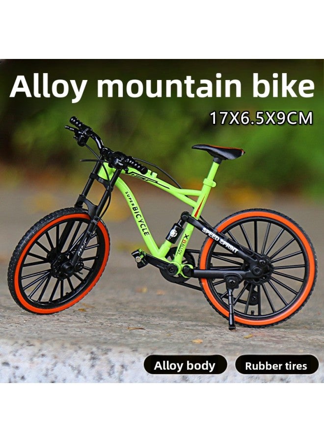 Simulated Alloy Bicycle Curved Handlebar Mountain Bike Metal Toy Model Mini Bicycle Boy Gift Ornament Hand-Made 