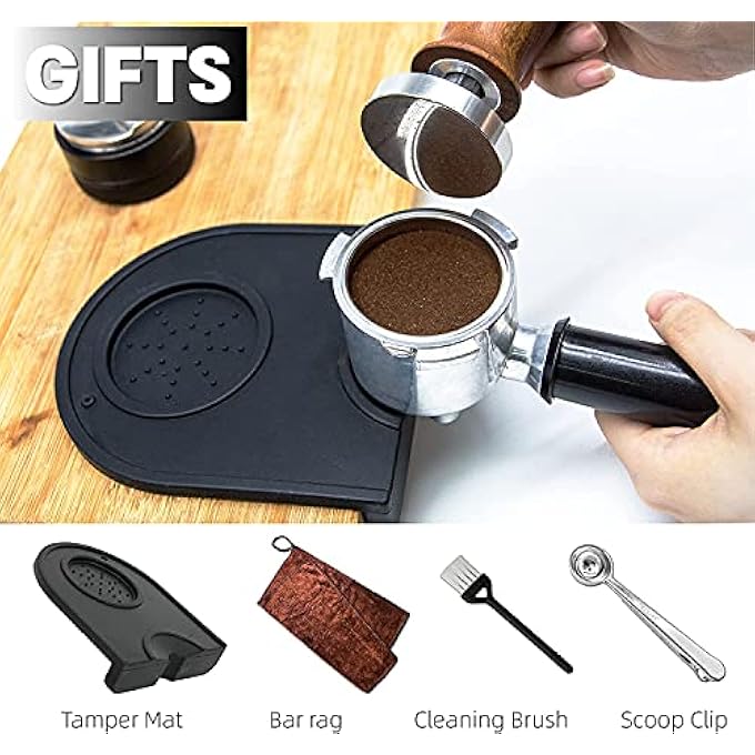 NEOUZA Calibrated Espresso 53Mm Coffee Tamper Professional Press Hammer  Compatible With SageBreville 304 Stainless Steel Flat Base With Spring Loaded Premium Wooden Handle - Image 4