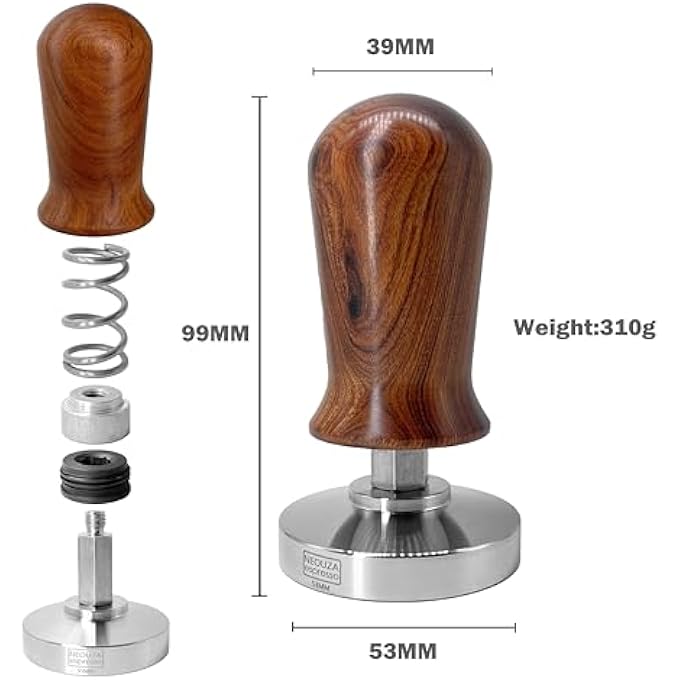 NEOUZA Calibrated Espresso 53Mm Coffee Tamper Professional Press Hammer  Compatible With SageBreville 304 Stainless Steel Flat Base With Spring Loaded Premium Wooden Handle - Image 2