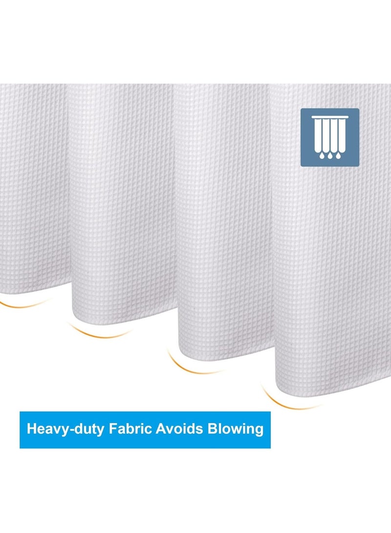 White Shower Curtain Fabric, Waffle Shower Curtains for Bathroom, Cloth Shower Curtain Heavy Duty, Thick Bathroom Shower Curtains Hotel Quality, Premium Polyester (White, 180 * 180cm) - Image 5