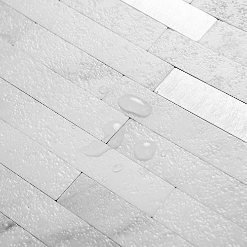 DICOFUN 10-Sheet Peel and Stick Backsplash Tile, Faux White Marble Look PVC Mixed Metal Stick on Backsplash Tiles for Kitchen, 9.4 sq.ft - Image 3