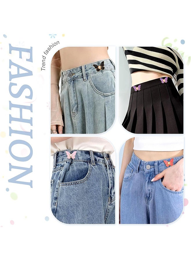 Lemon 8 Set Pant Waist Tightener Butterfly Buttons Pins for Loose Jeans,  Adjustable Waist Buckle Extender Set Pants Clips to Tighten Waist, No Sewing for Jeans, Pants, Skirts (Butterfly) - Image 3