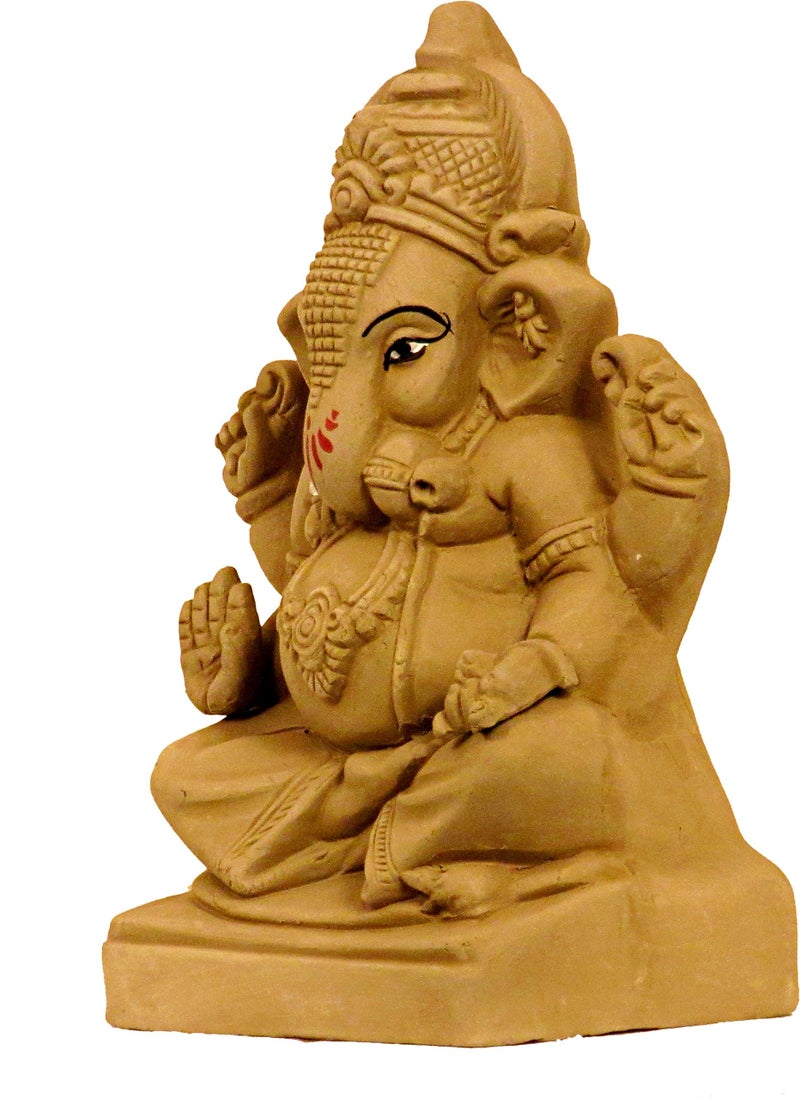 Suninow 100% Eco Friendly Clay Ganesh murti for Ganesh Chaturthi 7.4 Inch | Water Soluble | Ganesh Chaturthi Idol | Clay Ganesha Idol (Gi1) (Gi19), Multicolor - Image 2