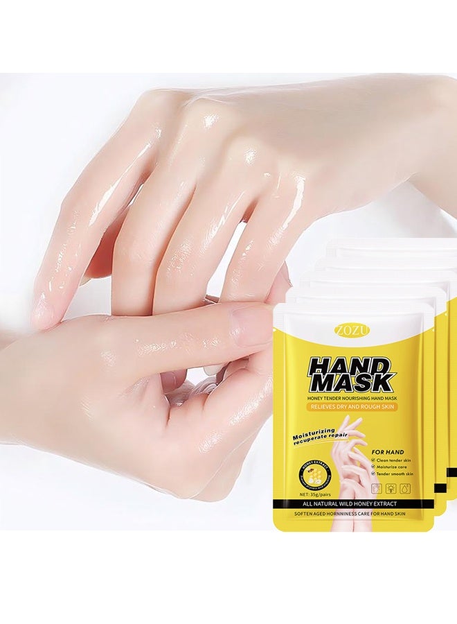 Zozu 5-PACK Hand Mask - All Natural Wild Honey Extract, Moisturizing Repair for Dry Cracked Hands, Soften Skin & Remove Cuticles, 35g/pair - Image 1