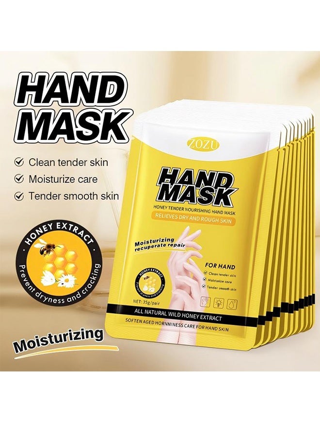 Zozu 5-PACK Hand Mask - All Natural Wild Honey Extract, Moisturizing Repair for Dry Cracked Hands, Soften Skin & Remove Cuticles, 35g/pair - Image 2