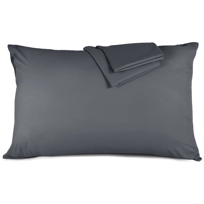 PILLOW CASES 2 PACK BRUSHED MICROFIBER PLAIN PILLOW CASES WITH ENVELOP CLOSURE WRINKLE FADE RESISTANT PILLOW COVER CHARCOAL 48X74 CM