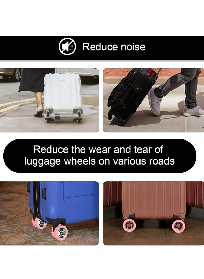 Oasisgalore 8pcs Luggage Wheel Covers, Suitcase Caster Cover Silicone Spinner Luggage Wheel Protector Noise Resistant Anti-Wear Luggage Accessories for Most 8 Caster Suitcase (pink)  - Image 4