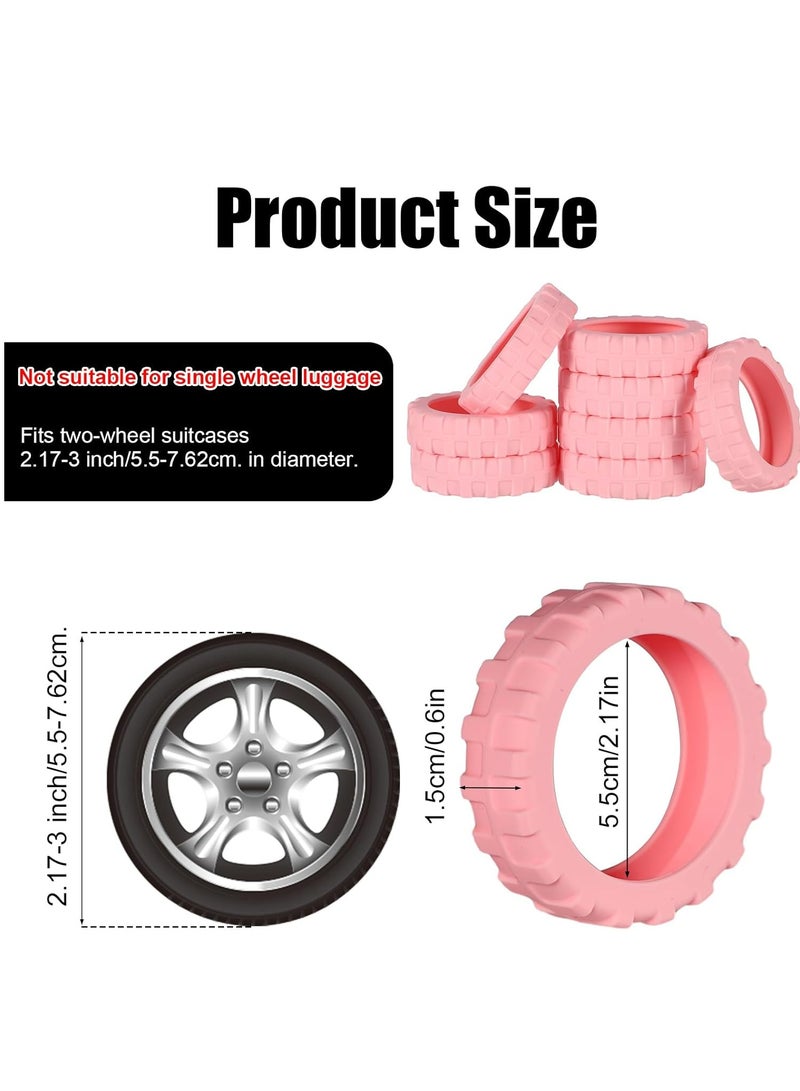 Oasisgalore 8pcs Luggage Wheel Covers, Suitcase Caster Cover Silicone Spinner Luggage Wheel Protector Noise Resistant Anti-Wear Luggage Accessories for Most 8 Caster Suitcase (pink)  - Image 2